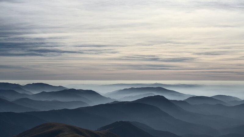 Layered Mountains Landscape — Blue, Serene
