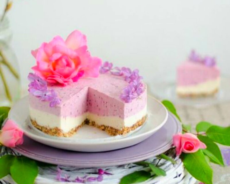 Layered Pink Cheesecake
