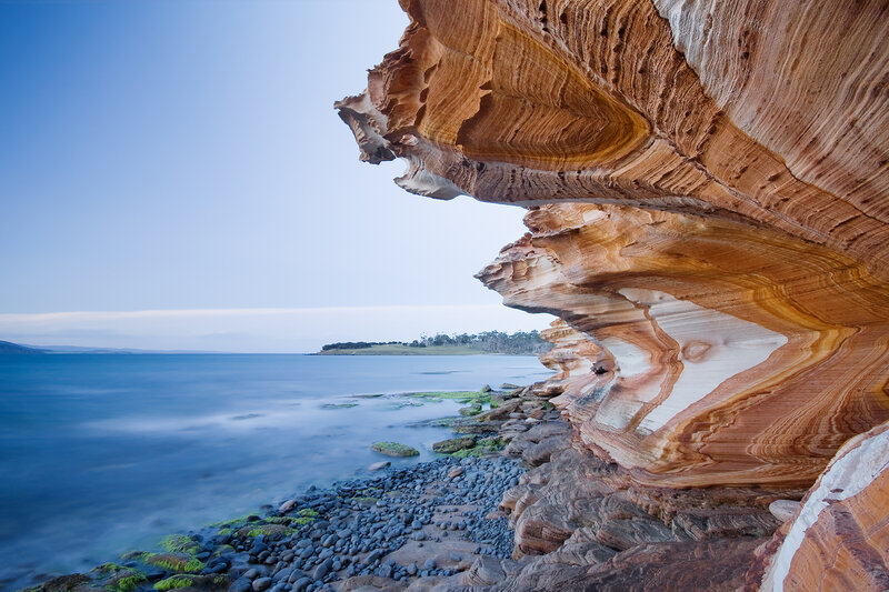 Layered Rock Formation — Blue, Serene, Morning