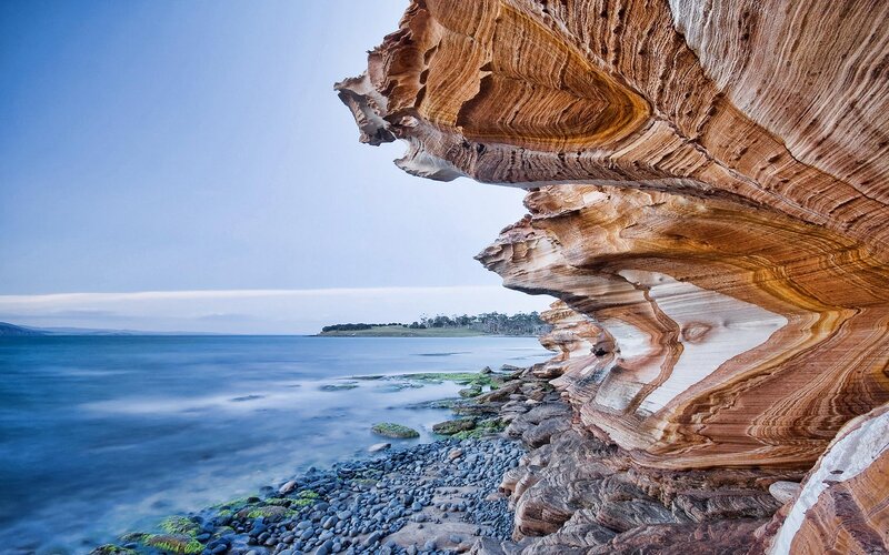 Layered Rock Formation — Blue, Serene