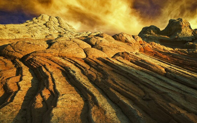 Layered Rock Formations — Orange, Dramatic