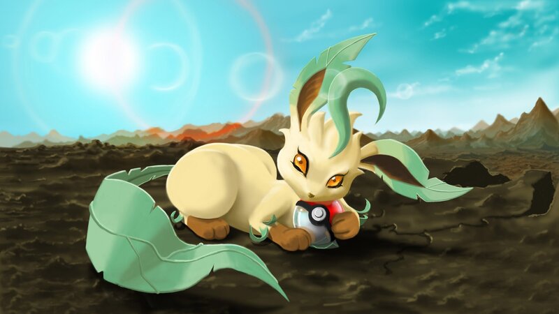 Leaf-like Creature with Pokeball