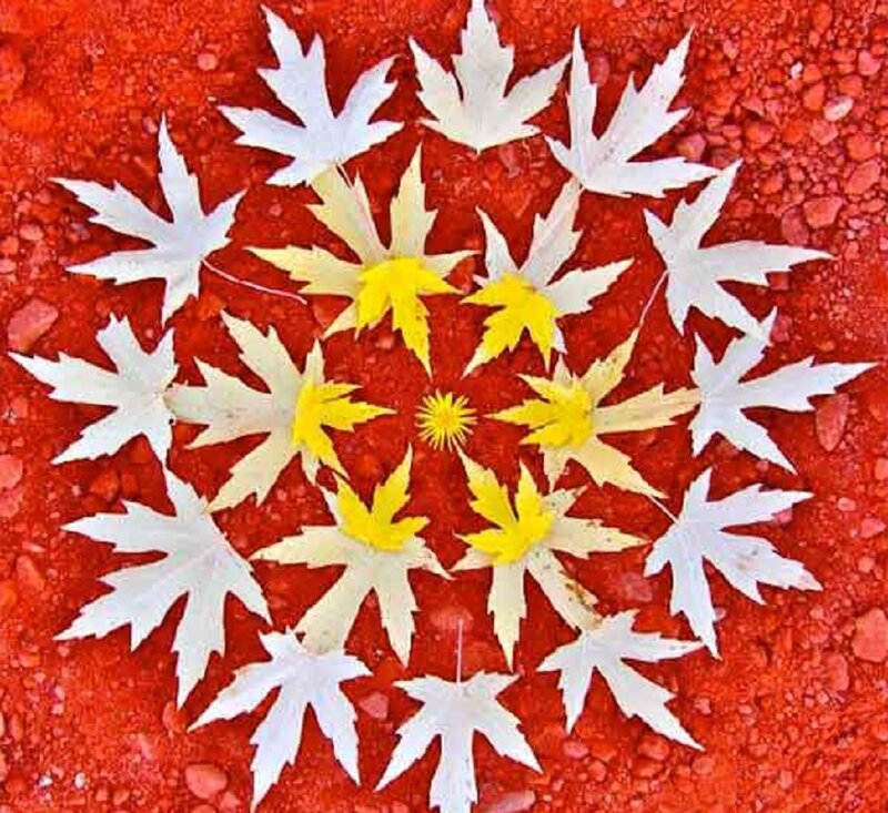 Leaf Mandala on Red Ground