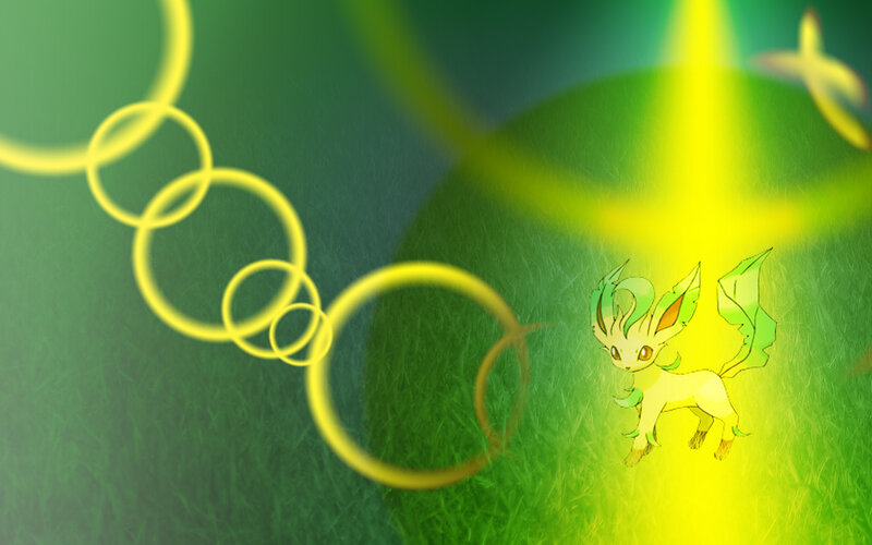 Leafeon in a field of light