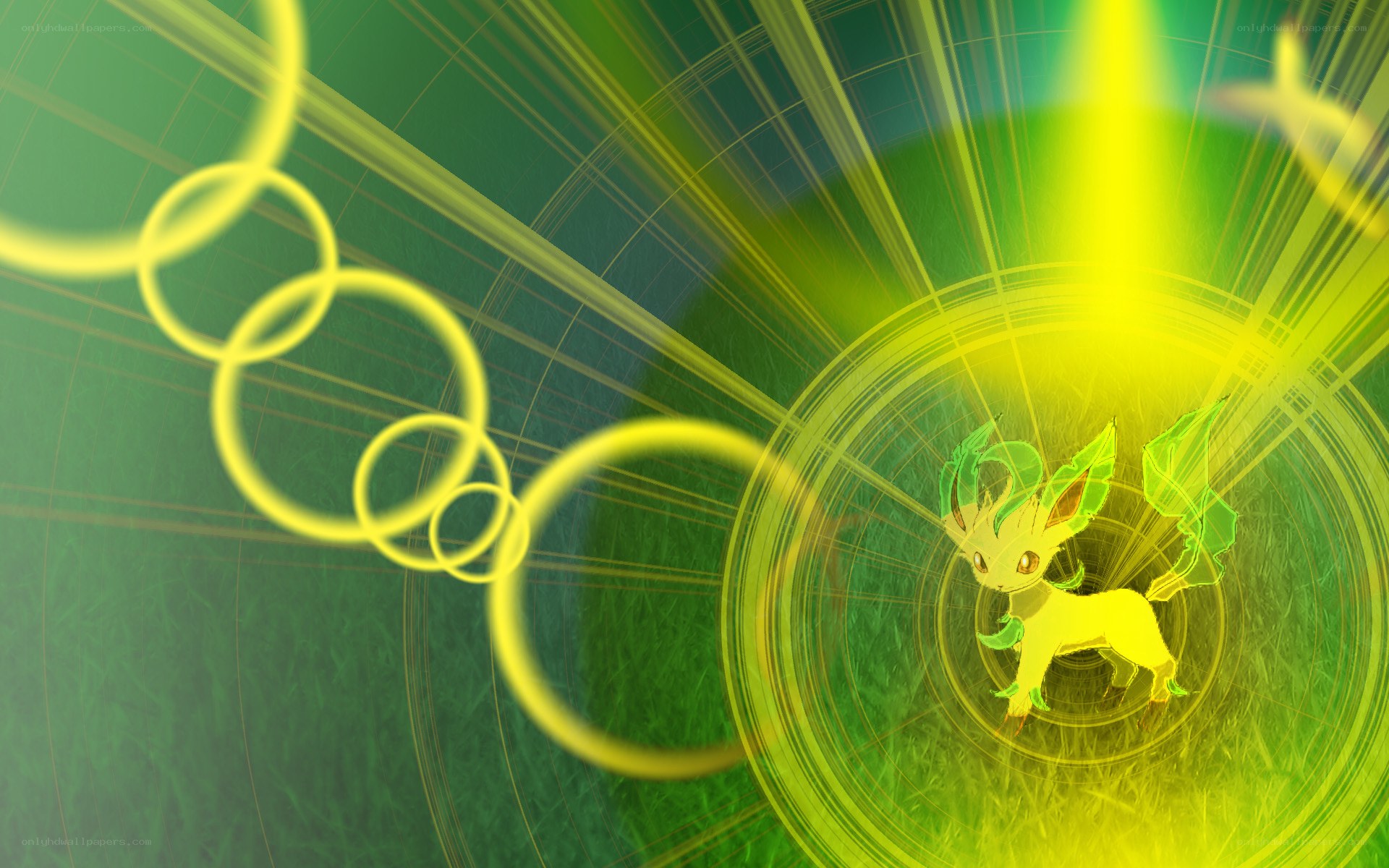 Leafeon in a green energy field