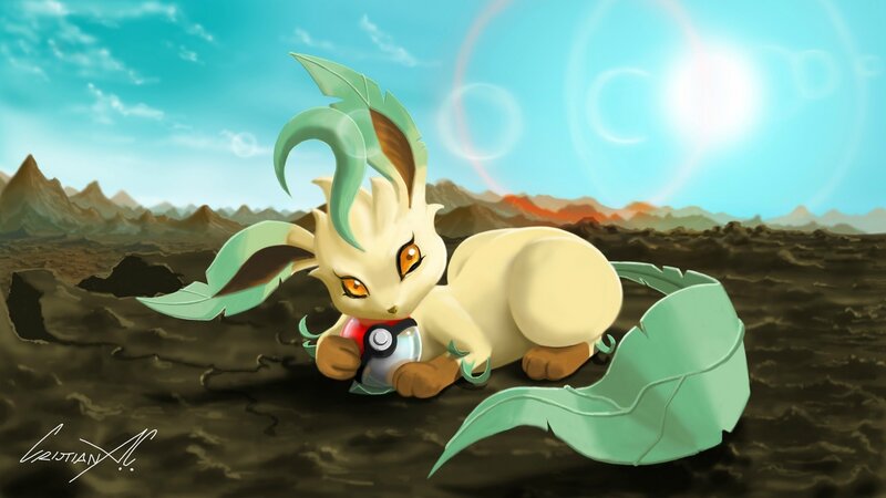 Leafy Fox Holding Pokeball
