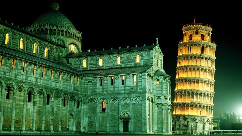 Leaning Tower of Pisa at night