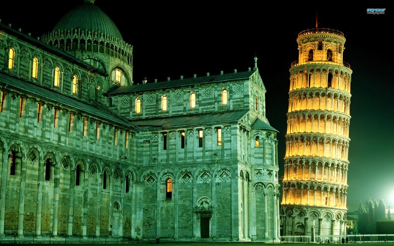 Leaning Tower of Pisa at night