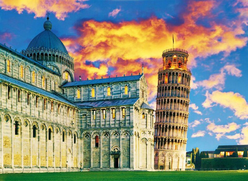 Leaning Tower of Pisa — Blue, Dramatic, Sunset