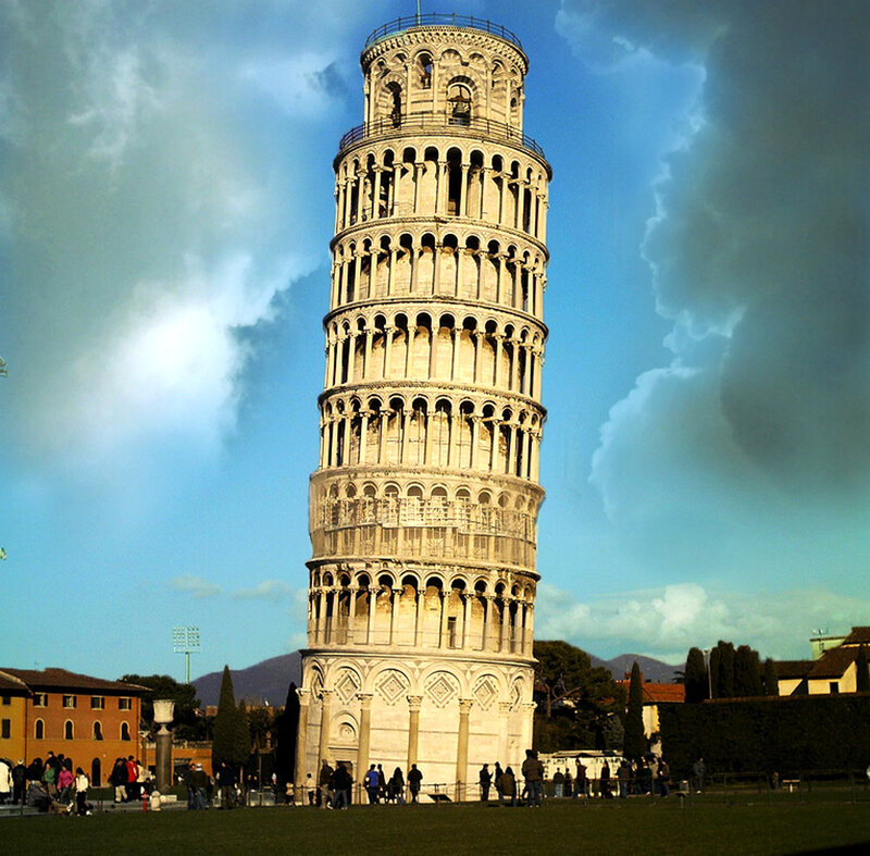 Leaning Tower of Pisa — Blue, Dramatic