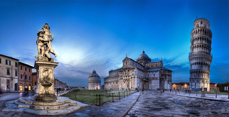 Leaning Tower of Pisa — Blue, Serene, Sunset