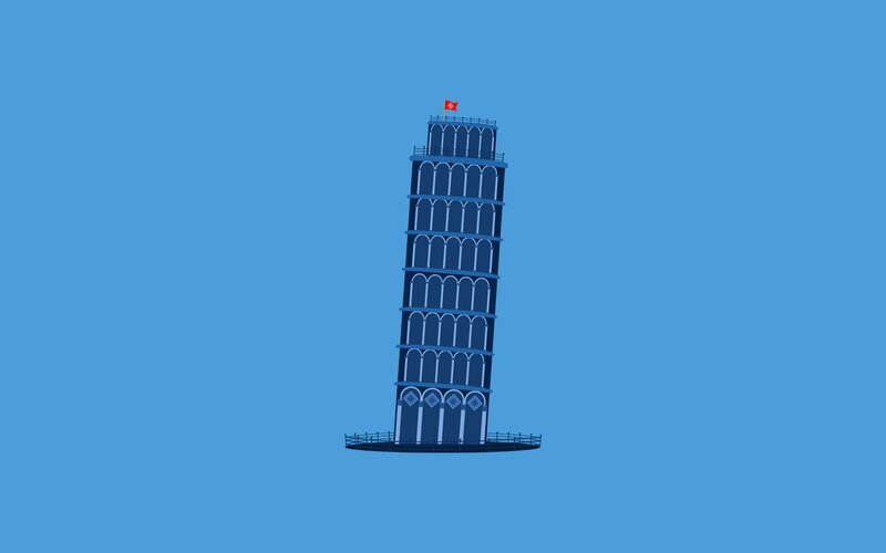 Leaning Tower of Pisa — Blue, Serene, Vector Art