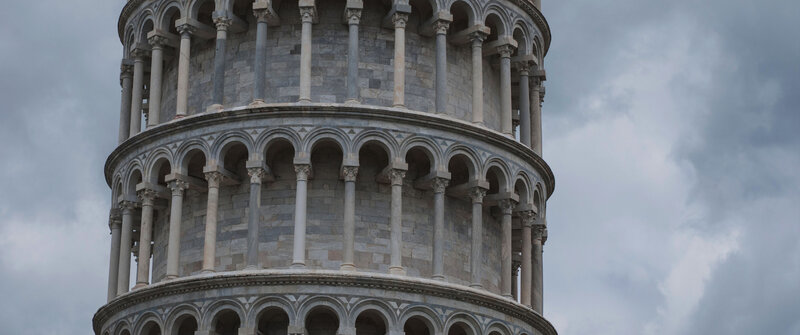 Leaning Tower of Pisa — Gray, Dramatic