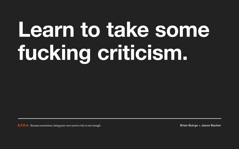 learn to take criticism
