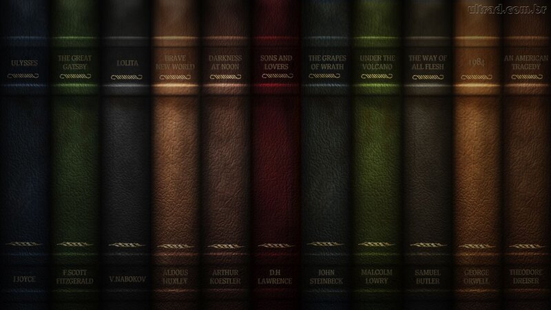 Leather-bound Books on Shelf