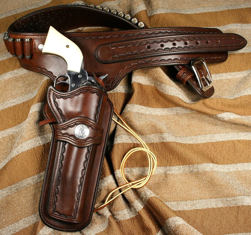 Leather gun holster and belt