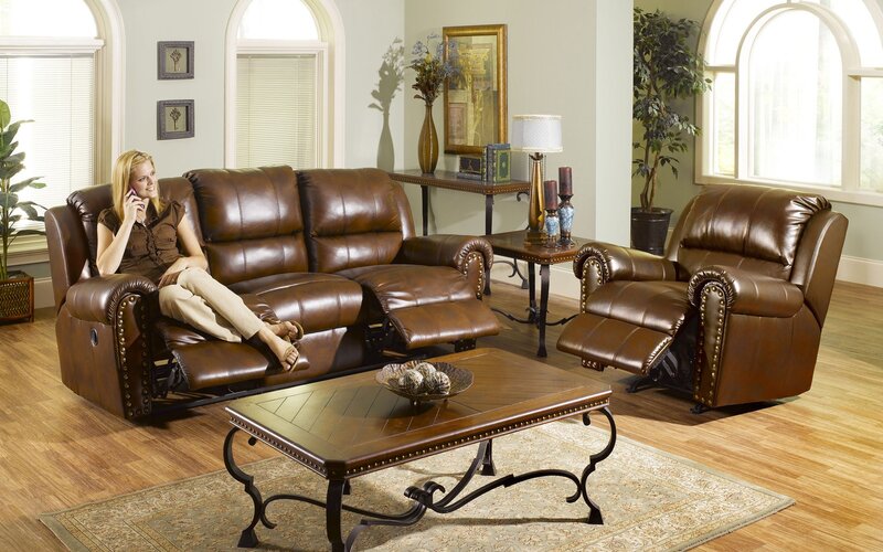Leather recliner furniture set