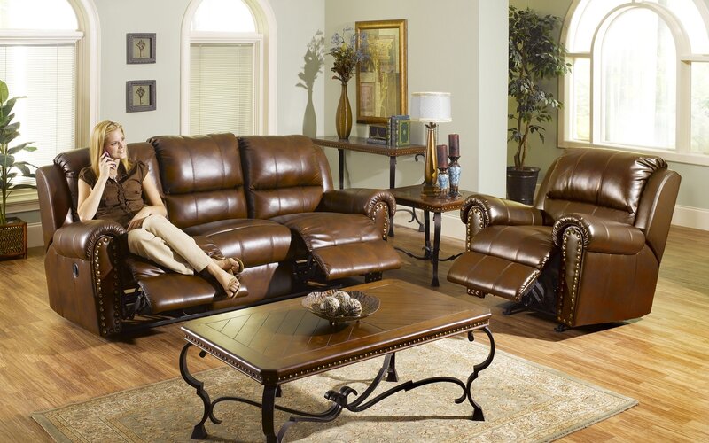 Leather recliner furniture set