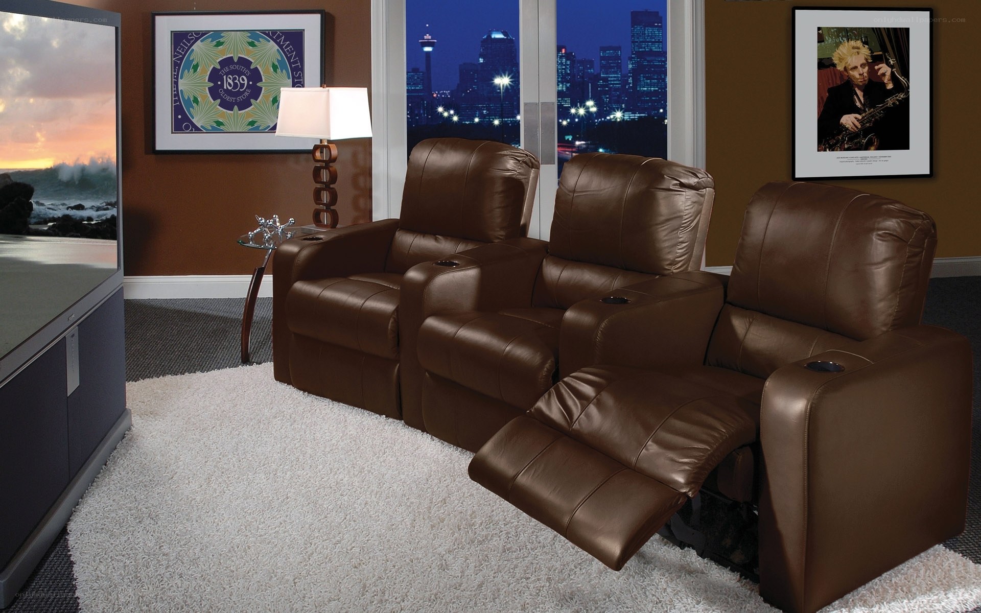 Leather recliners in living room