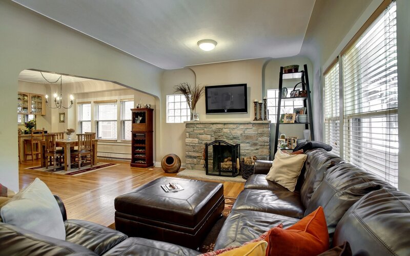 Leather Sofa in Living Room — Brown, Calm