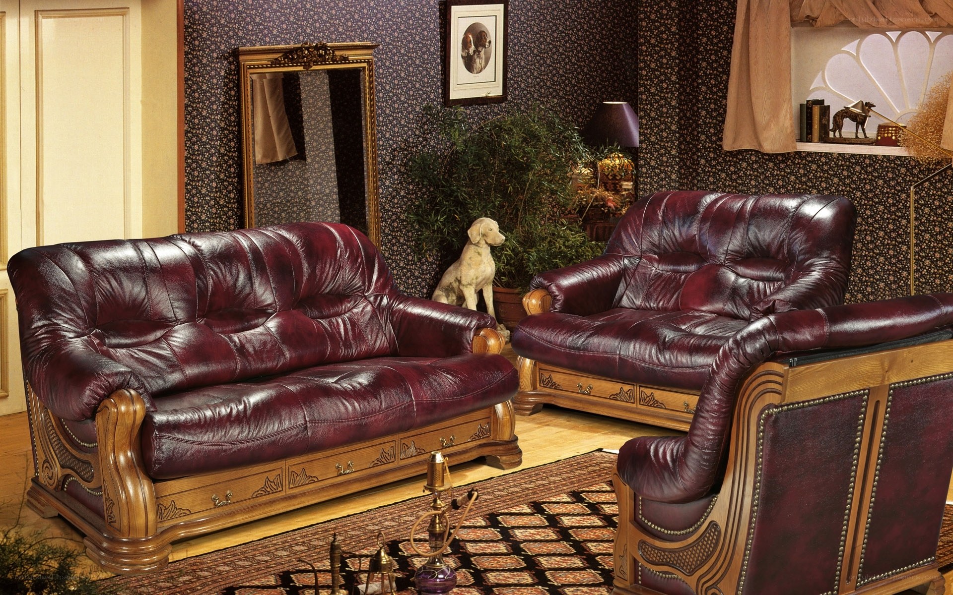 leather sofa set in living room