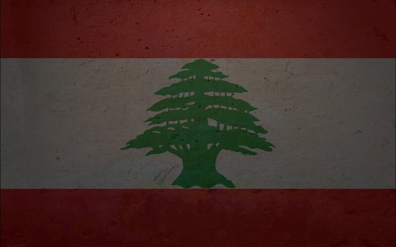 Lebanese flag on textured wall