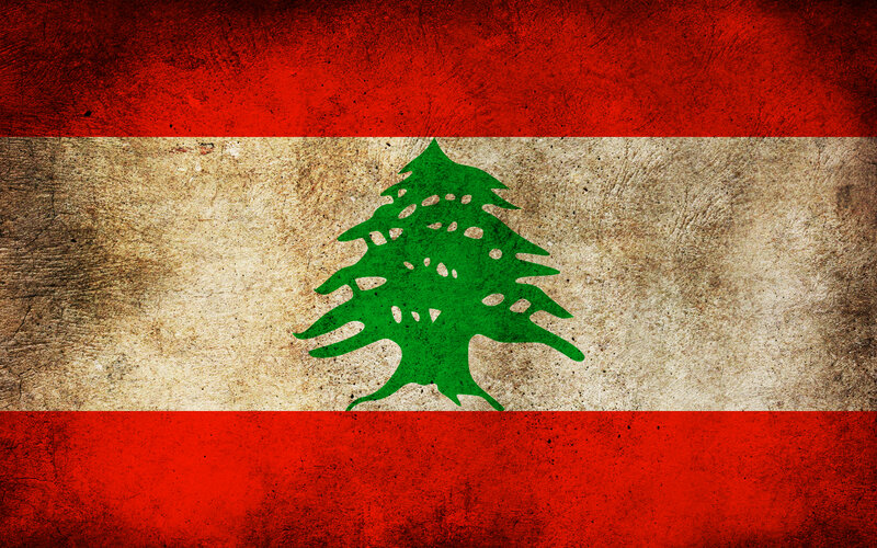 Lebanese flag with distressed texture