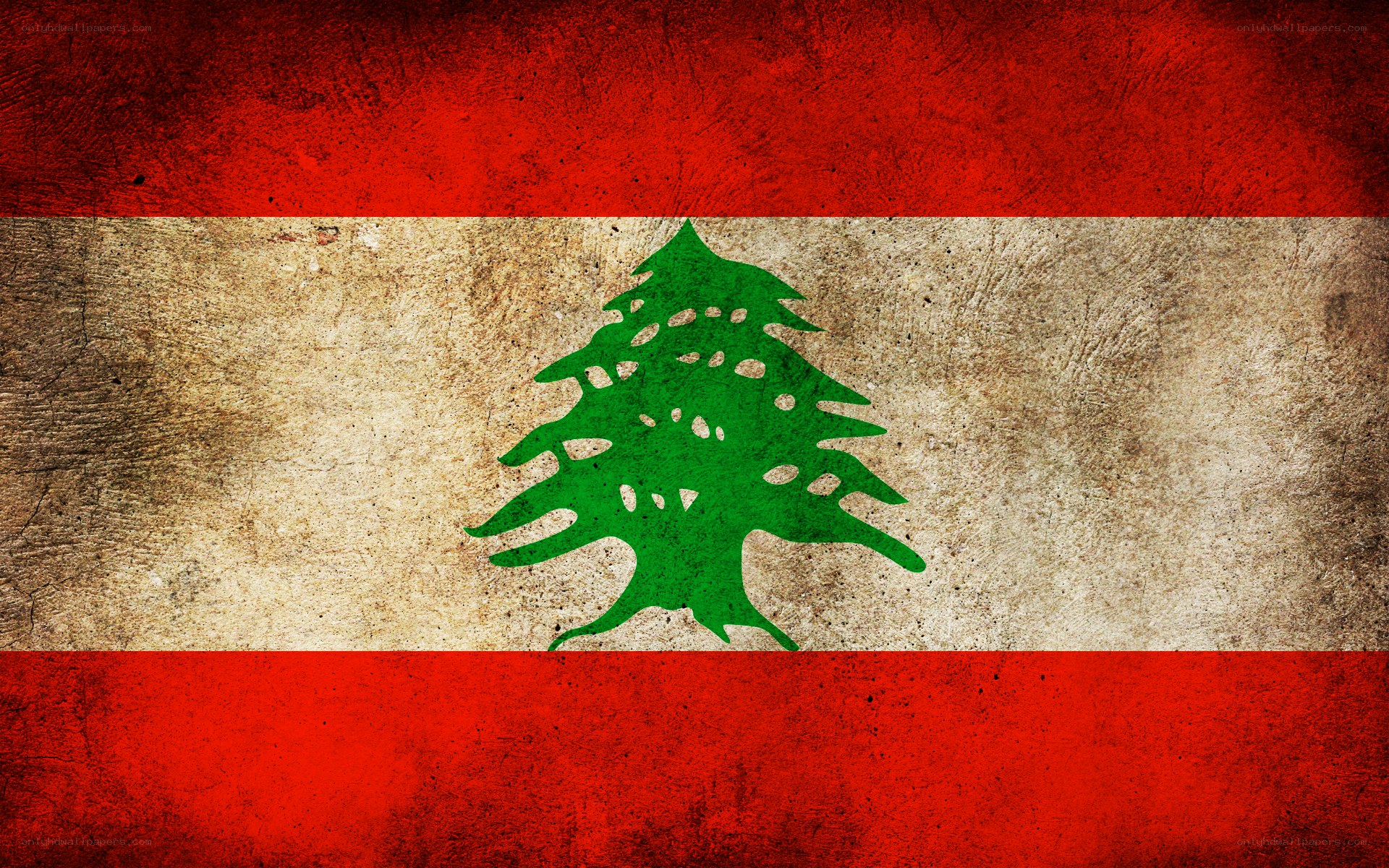 Lebanese flag with distressed texture