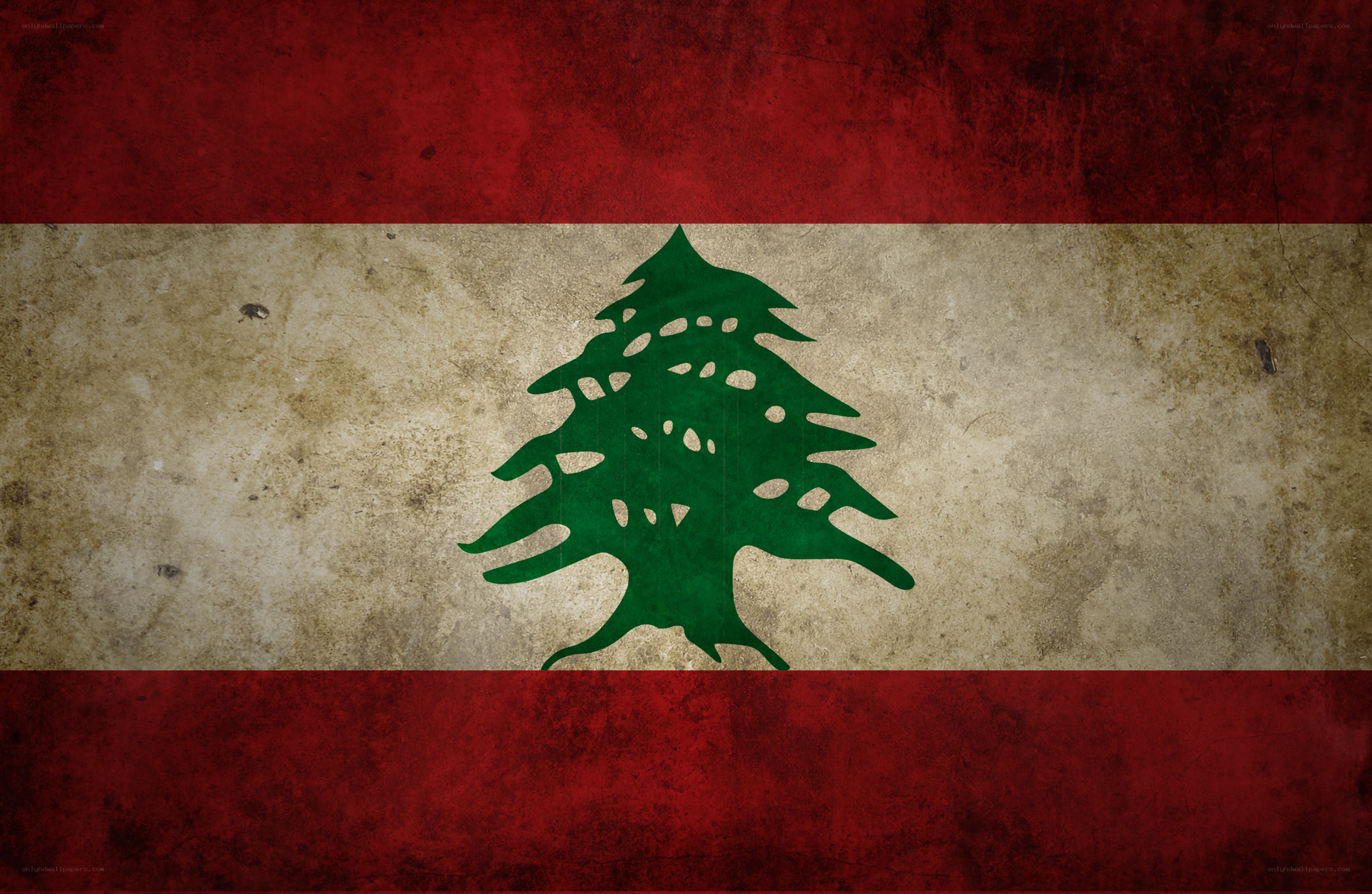 Lebanese flag with distressed texture