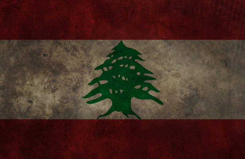 Lebanese flag with distressed texture