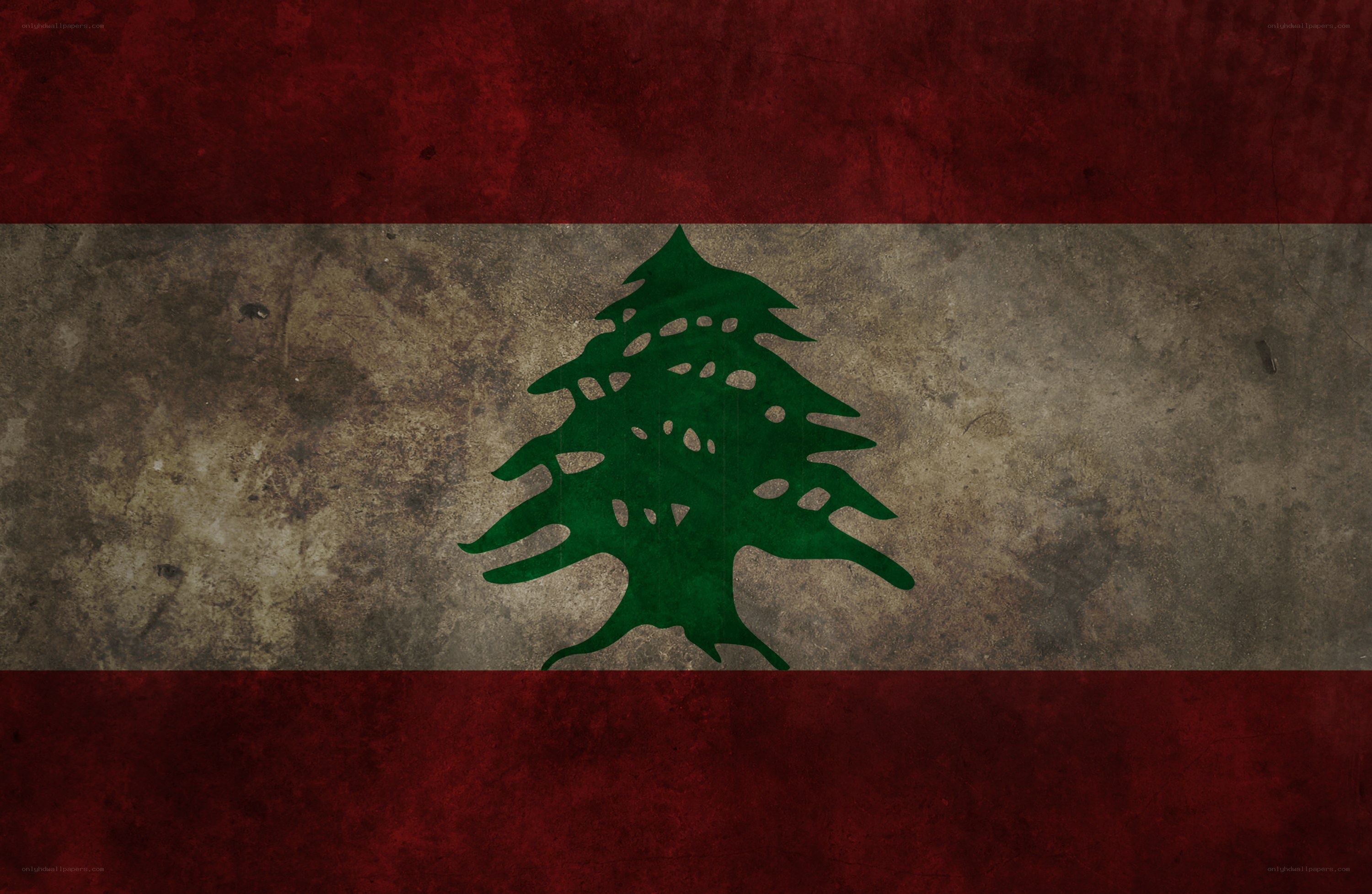 Lebanese flag with distressed texture