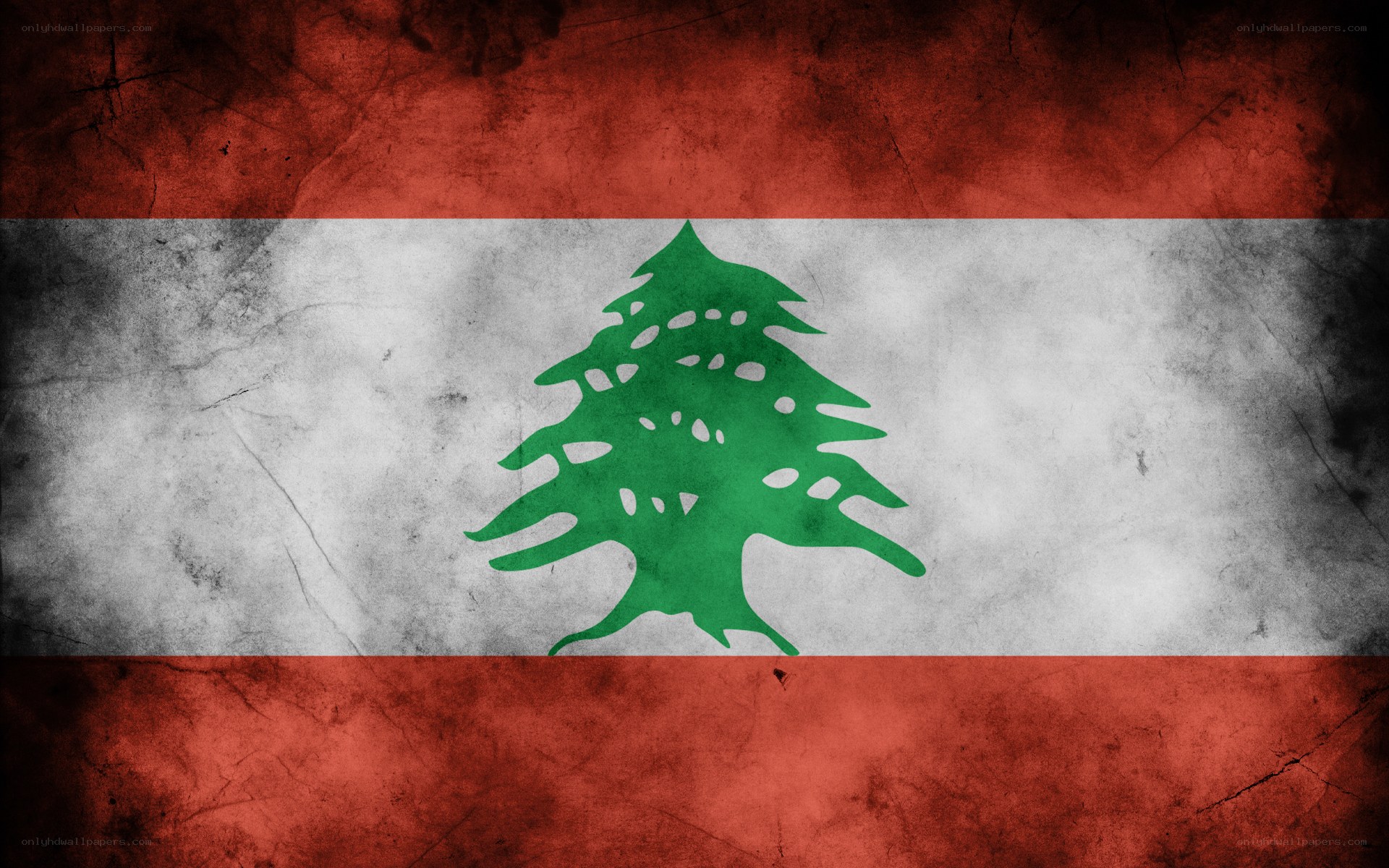 Lebanese flag with distressed texture