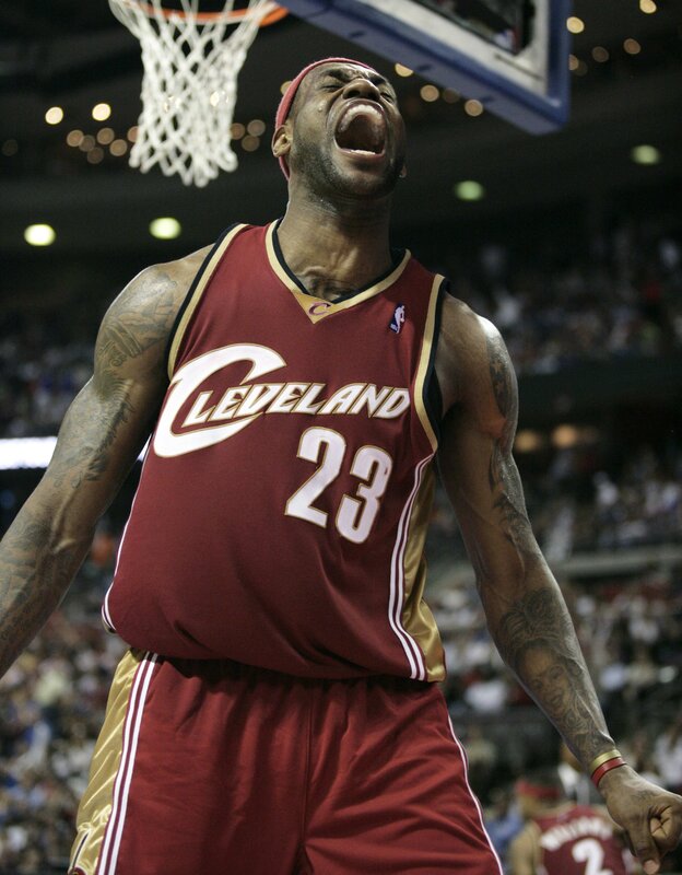 LeBron James celebrates