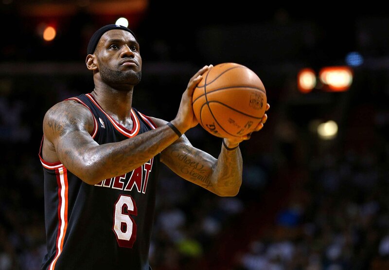 LeBron James shooting a basketball