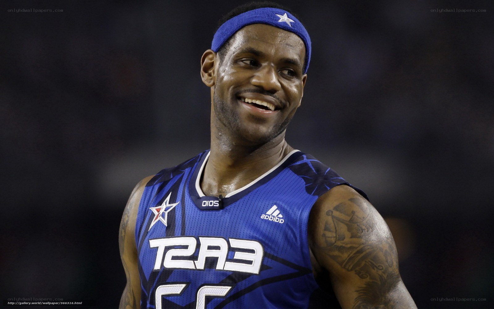 LeBron James smiling in All-Star jersey