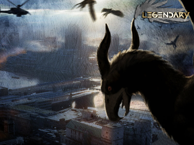 legendary monster over city