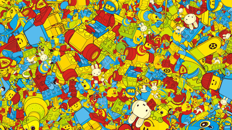 Lego and Miffy toy collage