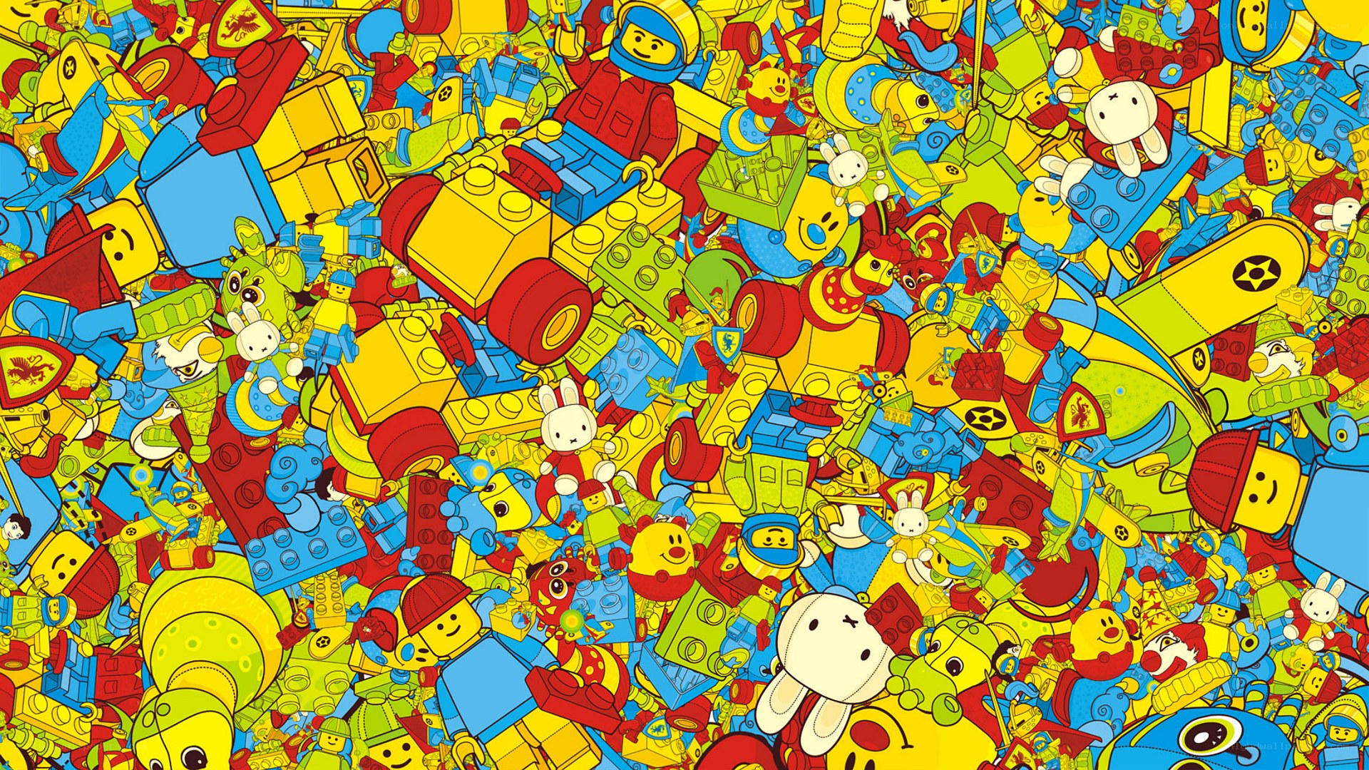 Lego and Miffy toy collage