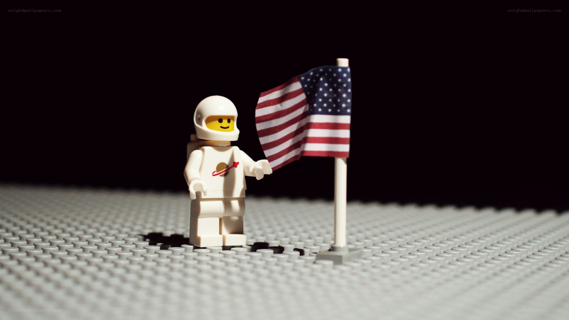 Lego astronaut with flag