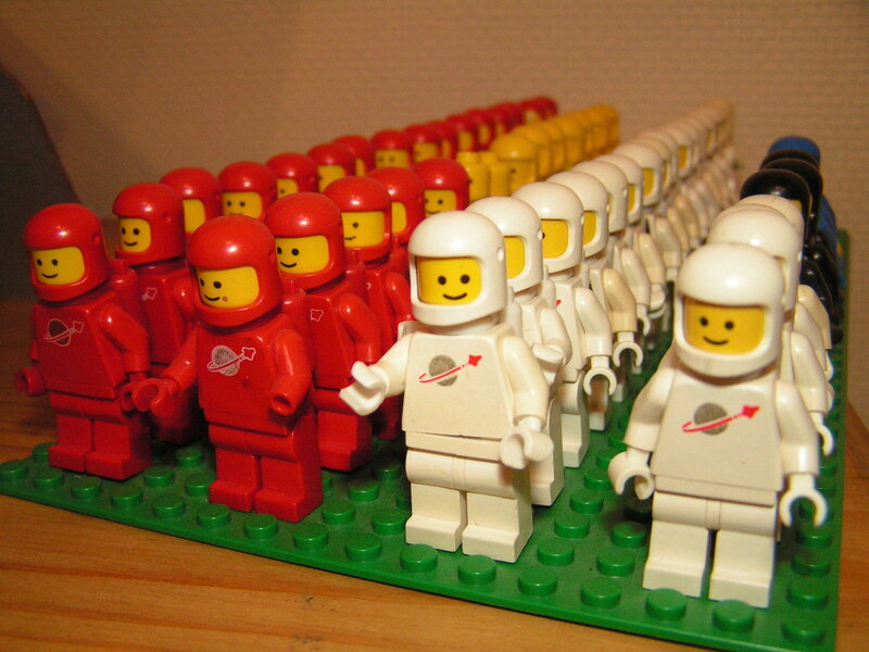 Lego astronauts in formation