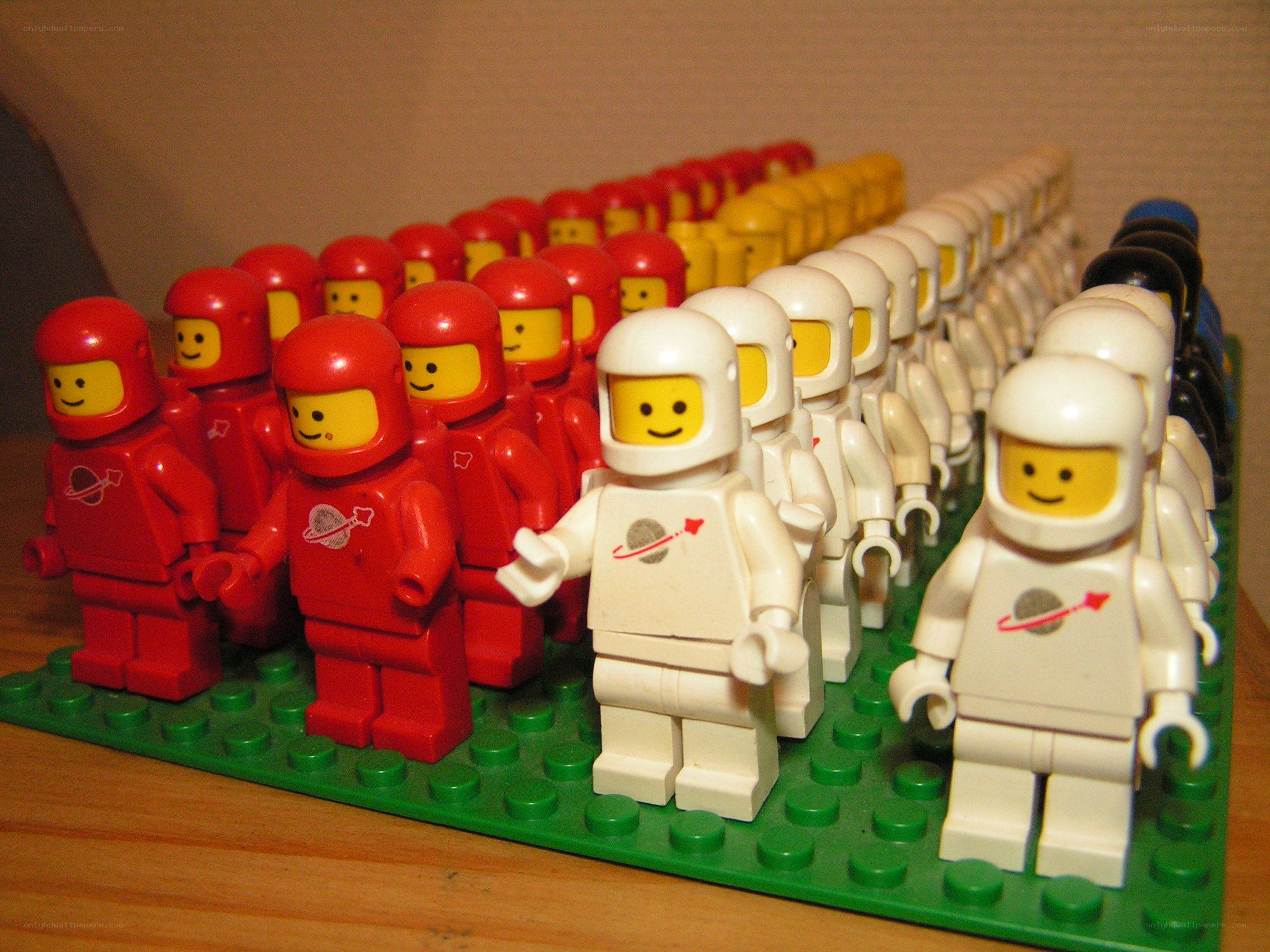 Lego astronauts in formation