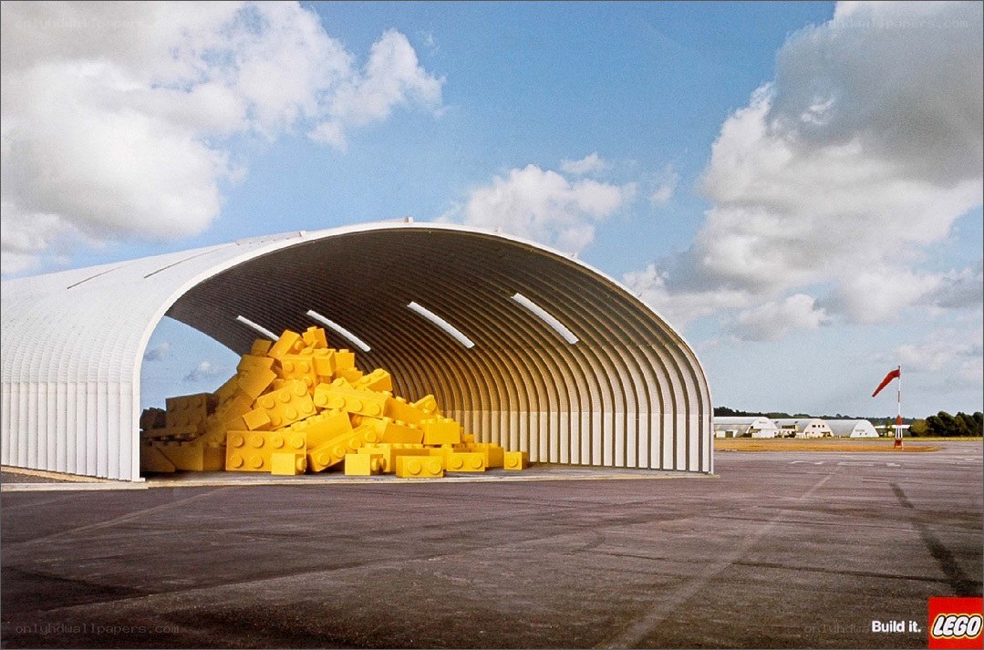 Lego bricks in hangar