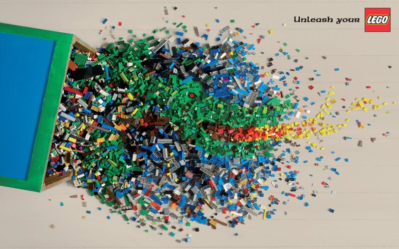 LEGO bricks spilling from a box