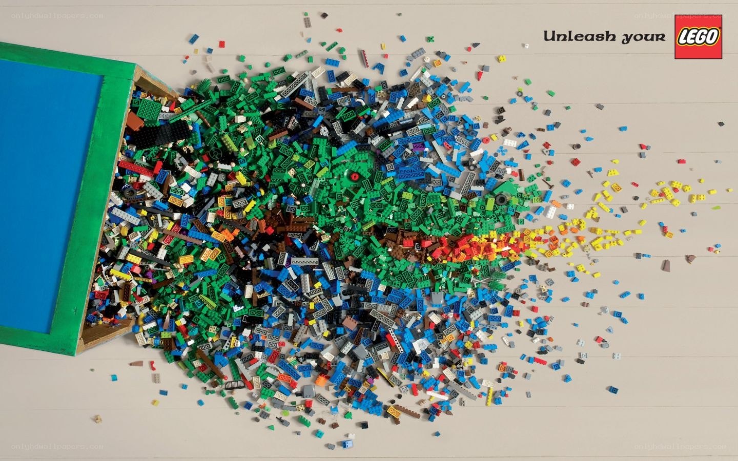 LEGO bricks spilling from a box