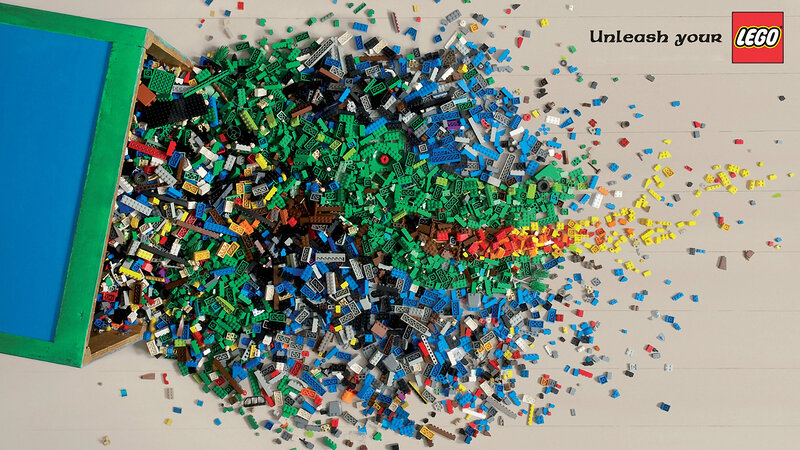 LEGO bricks spilling from box