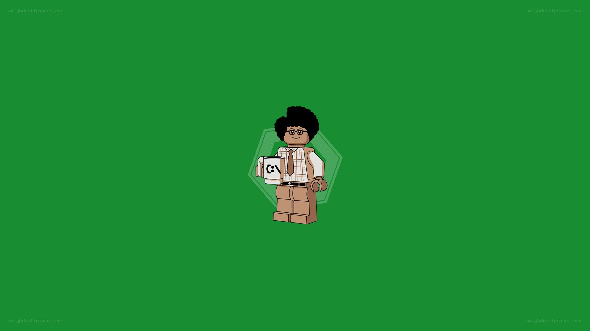 Lego character with coffee mug