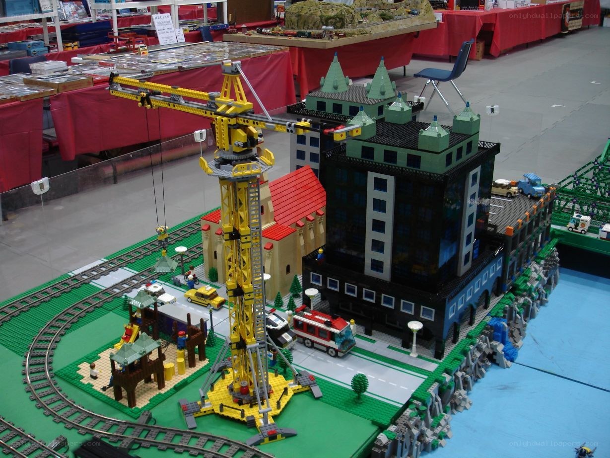 Lego city construction scene
