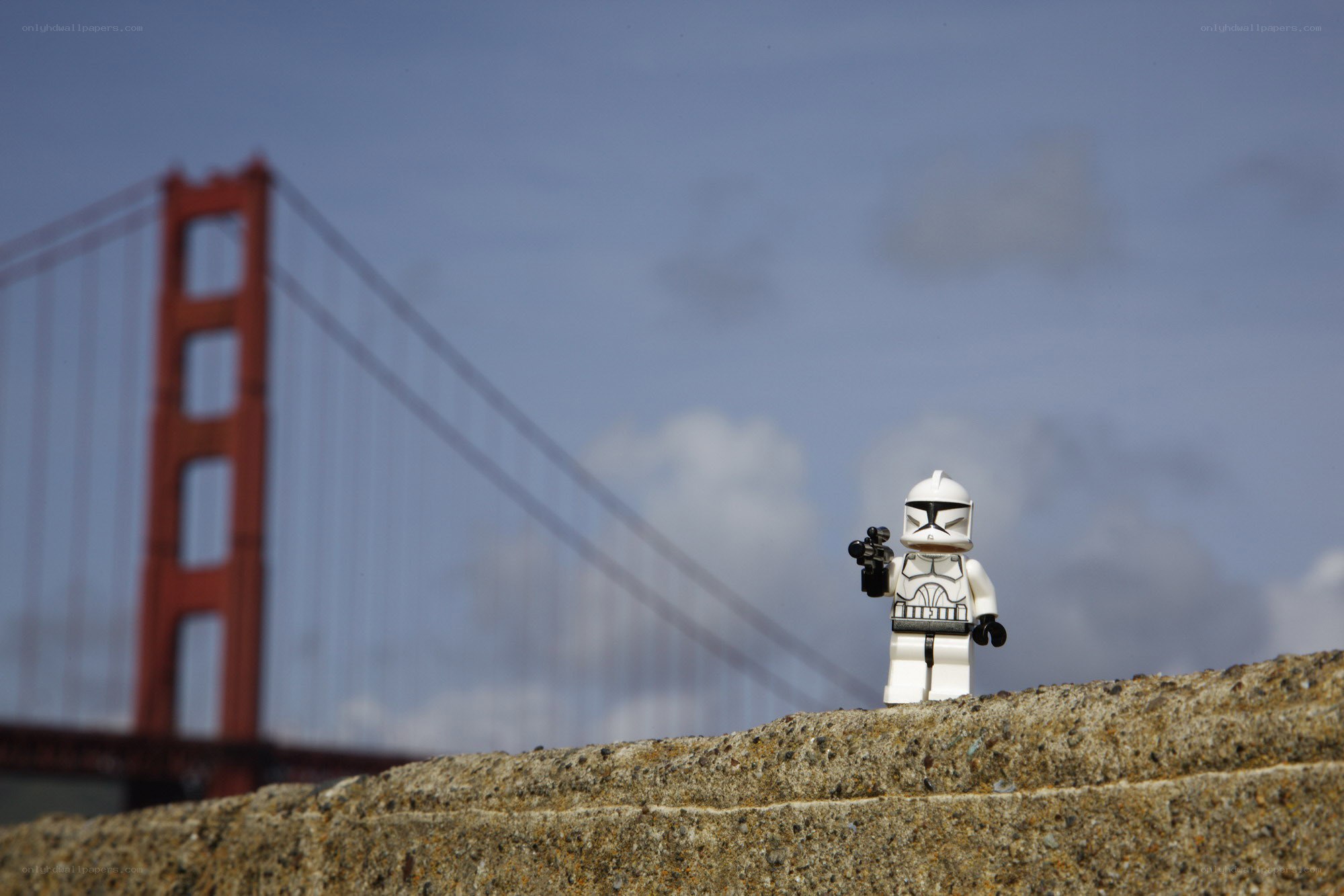 Lego clone trooper by Golden Gate Bridge