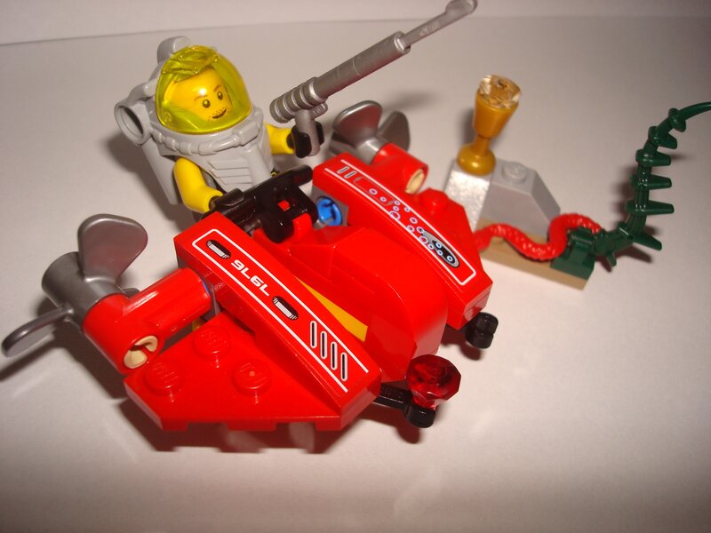 Lego diver with red submarine