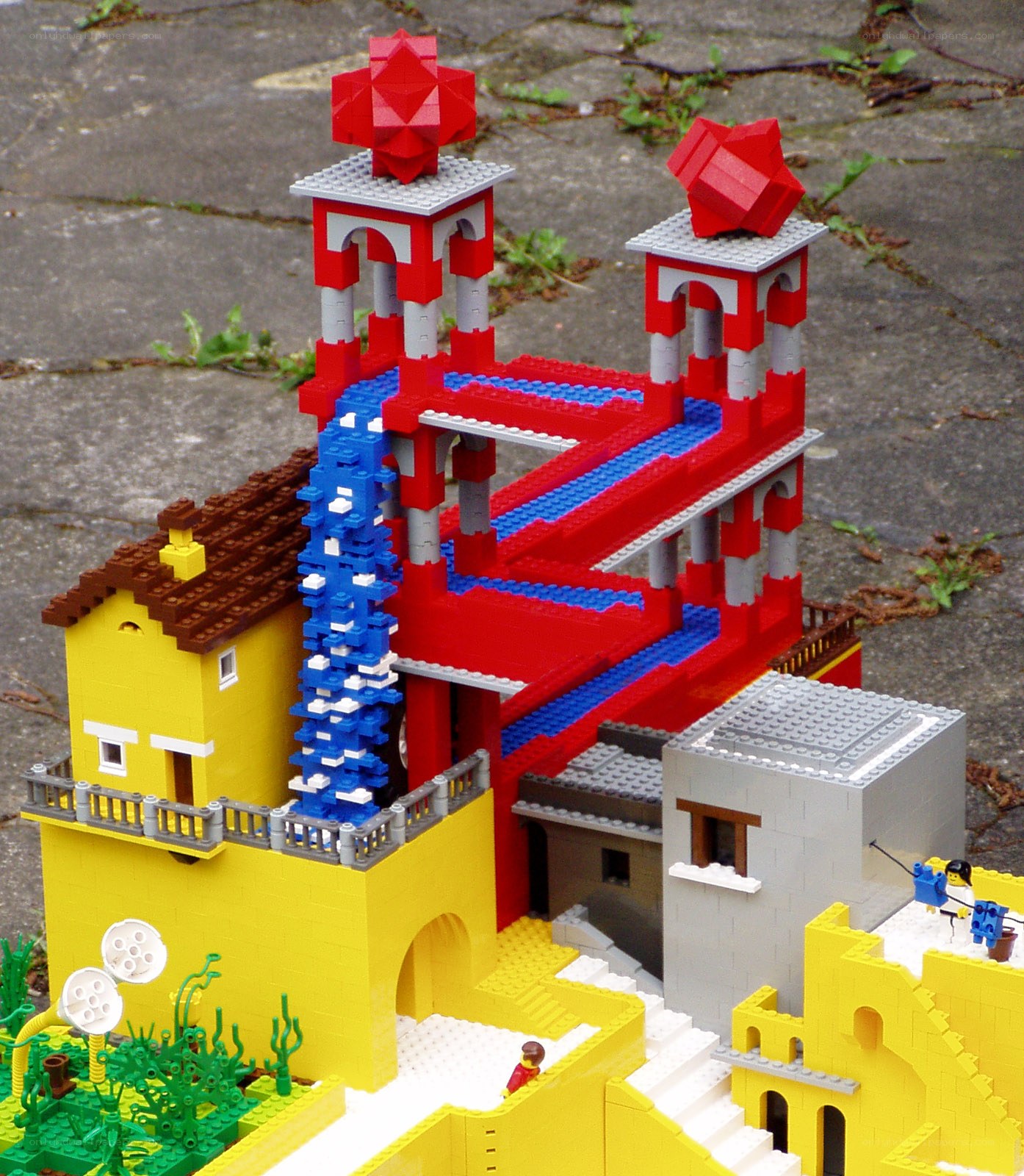 Lego Escher-style watermill